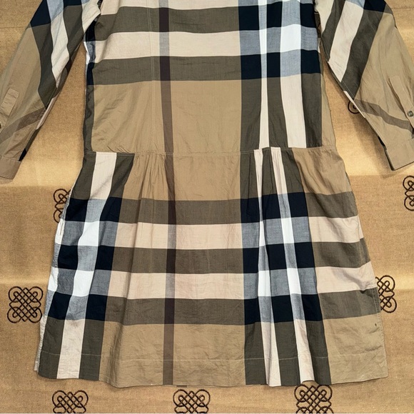 Burberry Brit Brown Novacheck Cotton Drop Waist Dress Size 12 - Picture 12 of 16